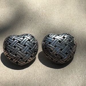 John Hardy Basket Weave Heart Earrings.  Stamped. Chunky Clip Ons. SWEET!
